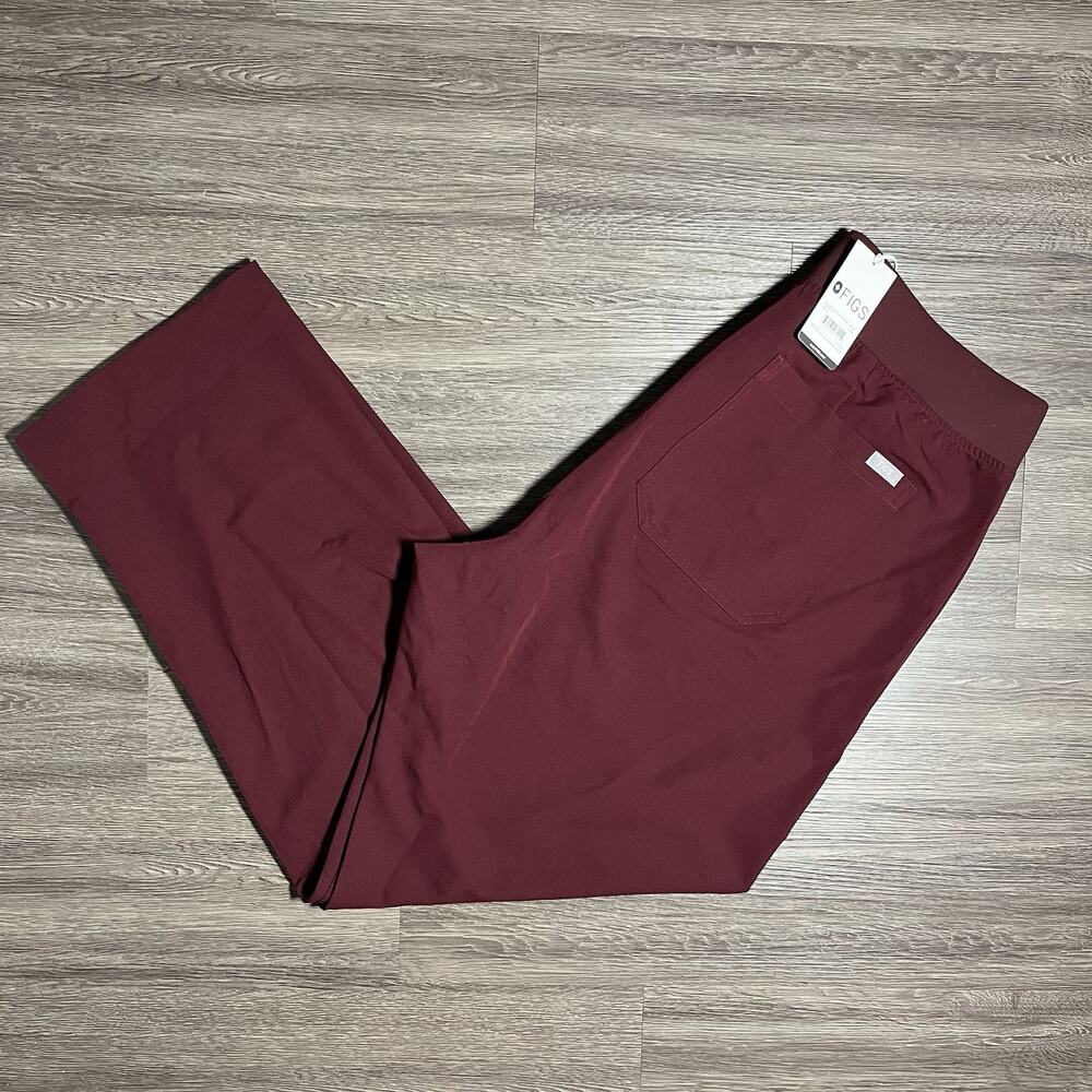 Figs Livingston High Rise Straight Leg Scrub Pants Women's XXL Burgundy NWT